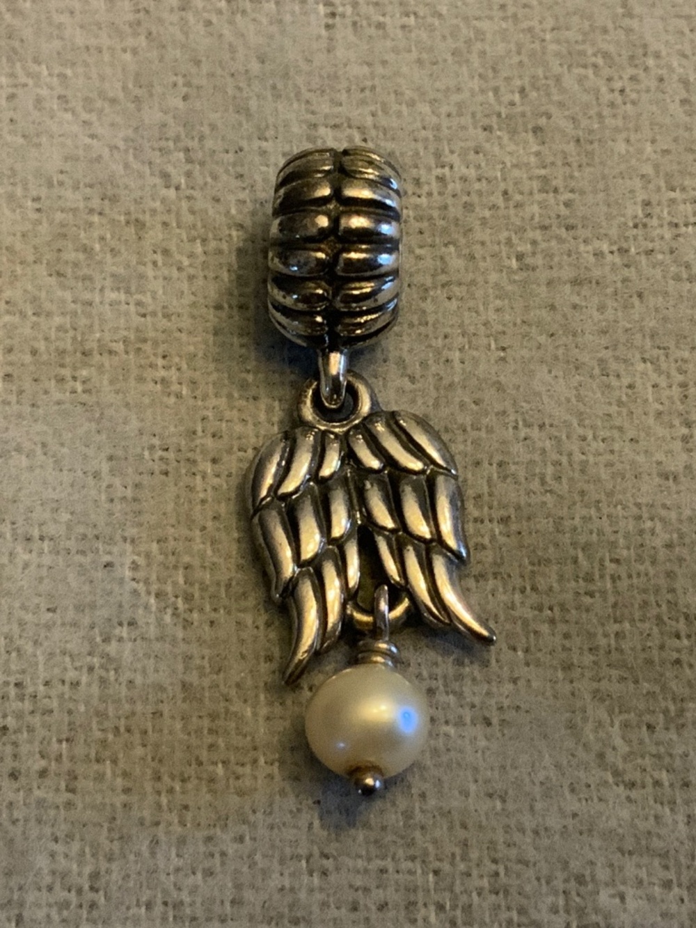 Pandora Guardian Angel Wings and Pearl Dangle Charm Model 790975P